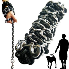 Dog Leash Metal Leashes Chain Rope with Pet Collar Training Walking Leads Heavy Duty Anti Bite 360 Hook for Medium and Large Dogs (Small)