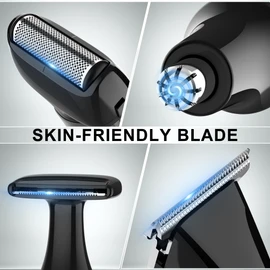 Hatteker Upgraded Mens Electric Back Shaver Body Grooming kit Body Trimmer Facial,Arm,Chin Beard Trimmer Cordless Hair Clipper with Adjustable Extension Handel Waterproof LED Display