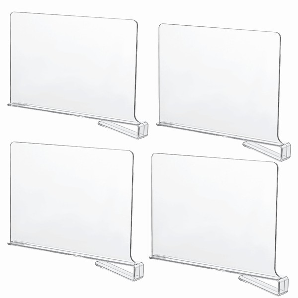 CY craft Acrylic Shelf Dividers for Closets,Wood Shelf Dividers, 4 PCS Clear Shelf Separators,Perfect for Clothes Organizer and Bedroom Kitchen Cabinets Shelf Storage and Organization