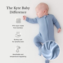 KYTE BABY Unisex Zipper Closure Footies, Rayon Made From Bamboo (Preemie, Slate)