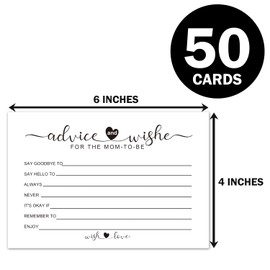 Giftideaworkshop Advice and Wishes for The Mom-to-Be, 4" x 6" Baby Advice Cards for Baby Shower Game, New Mom & Dad Card, or Mommy & Daddy To Be. (50 Cards)