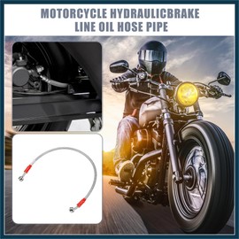 TUCKBOLD 50cm 19.69" 10mm ID Motorcycle Hydraulic Brake Line Oil Hose Pipe 28° 0° Stainless Steel Braided Cable for ATV Motocross Sport Bikes Silver Tone Automotive Parts