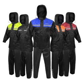 ALPHA CYCLE GEAR Rain Suit for Men & Women Jackets Pant Gear Reflective Rainsuit Waterproof (BLUE, SMALL)