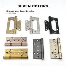 VOLUKA 6 Pack Non-Mortise Door Hinges - Easy to Install, 4" × 3" Stainless Steel Door Hinges - Smooth Movement and Heavy Duty, Silver