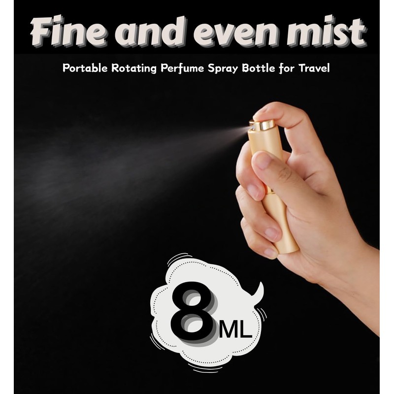 Rotating Empty Perfume Spray Bottle (BlackGoldBlue)