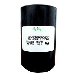 Franklin 3/4HP y 1HP Control Box Condensador de arranque redondo de plástico y metal 86-103 MFD (uF) 220 VAC 50/60Hz, compatible con Franklin Parte # 275464118, fabricado en Estados Unidos por BMI
