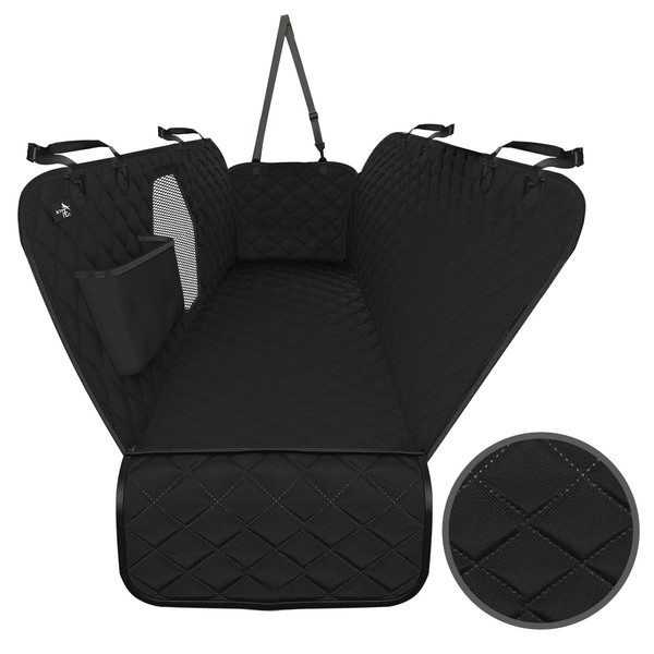 Active Pets Dog Car Seat Cover Car Seat Protector- Dog Seat Cover for Back Seat of SUVs, Trucks, Cars - Waterproof & Convertible Vehicle Dog Hammock for Car Backseat - Mesh Window- Black, XL