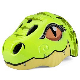Kids Cartoon Dinosaur Safety Cycling Helmet with Rear LED Light 3D Animals Helmet for Skating Scooter Bike Girls Boys Gifts