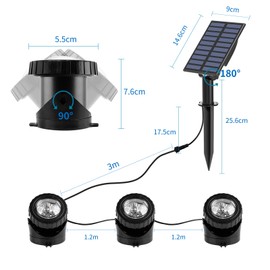 CORESLUX Solar Pond Lighting, Outdoor Diving Spotlight, Adjustable Underwater Lights, RGB Colour Changing IP65 Waterproof, Auto On/Off Garden Spotlight, Landscape, Outdoor Lighting (3 Pieces)