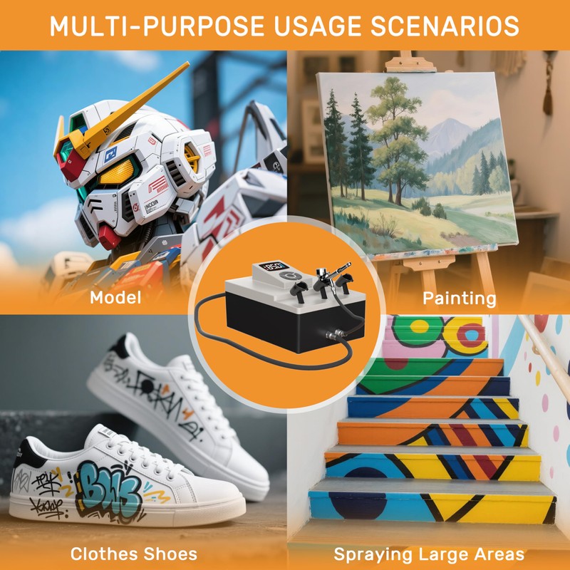 Colima Professional Airbrush Compressor – 85 PSI High-Performance, Ultra-Quiet, with