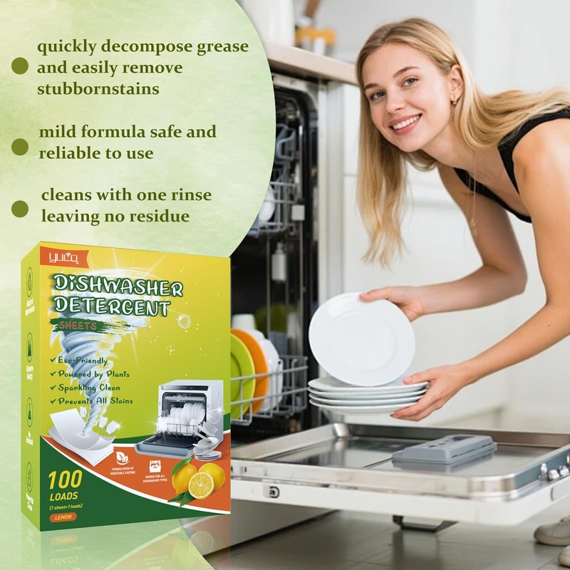 Pack of 100 Dishwasher Sheets Dishwasher Tablets for Powerful Cleaning