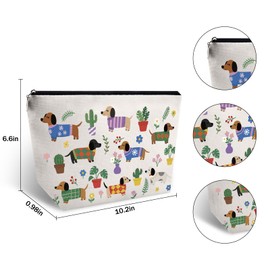 EoffIvan Dachshund Gifts Weiner Dog Gifts For Women Travel Makeup Bag For Dogs Lovers Weenie Dog Gifts Cosmetic Dachshund Bag For Sister Friend Pet Lover Birthday Christmas Gift