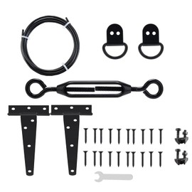 Durable Anti Sag Gate Kit for Wooden Fence, gate tensioner Cable, Anti-Sagging Fence Steel Hardware, Wood Door Repair，Adjust a gate kit for Outdoor, Screen Door Brace with 6" T-Hinge Black