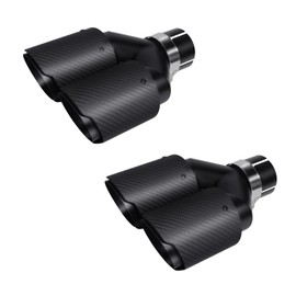 Vechkom 2.5 "Inlet to 3.5" Outlet 7.48'' Overall Width Exhaust Tip Black Dual Y Carbon Car Rear Tip 9.8" Length Universal for Vehicles with 2.5" O.D. (Matt All Black)2PCS