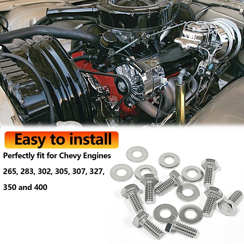 304 Stainless Steel Small Block Hex Bolt Kit Compatible with