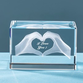 ERWEI 3D Crystal Gifts Engraved with I Love You in Cube Glass Figures Anniversary Valentines Gifts for Her Him Wife Husband Women Husband Girlfriend Boyfriend