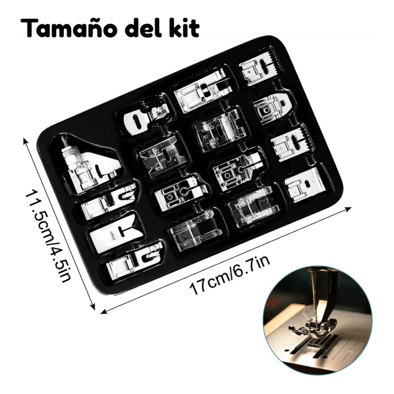 Kit Multifuncional 16 Prensatelas Repuesto Máquina Domestica