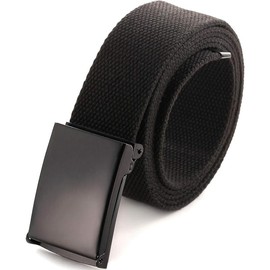 Cut To Fit Canvas Web Belt Size Up to 52" with Flip-Top Solid Black  Buckle - Color: red