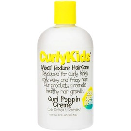CurlyKids Curl Poppin Creme  Crema ligera definidora de rizos para cabello rizado, rizado, enrollado, ondulado y encrespado  Manteca de karit...      