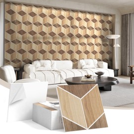 12Pack Acoustic Panels, Self-Adhesive Sound Proof Panels for Walls, Decorative Wood Grain Printing Sound Dampening Panel Sound Absorption Tile for Studio, Office, Home, 12×12×0.4", Light Walnut Grain