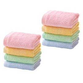 FRCOLOR 8Pcs Super Absorption Towels for Soft and Washable Washcloths Yellow Pink Green and Blue for Cleaning Skin Without Scratching