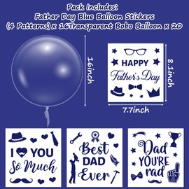 CNhoqc 36pcs Bobo Balloons with Sticker Set (Father’s Day)