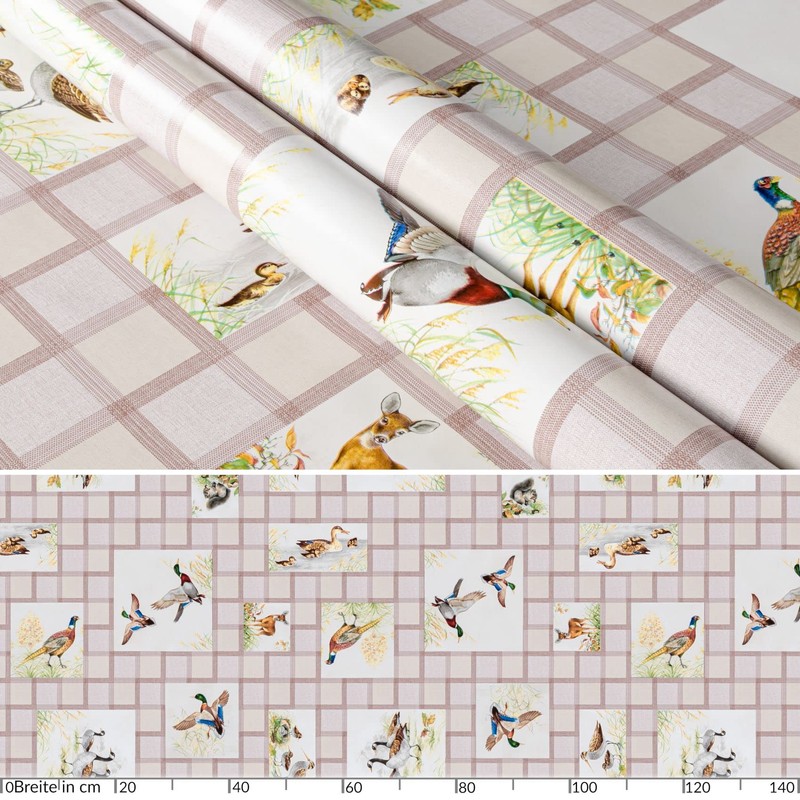 Washable Oilcloth Tablecloth 120 x 140 cm Cut Edge Hunting