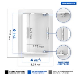 Bryce Hardware 4x6 Access Panel for Drywall- Plumbing Access Panel Ceiling Access Panel Drywall Panel Attic Access Door for Wall, Ceiling, Made from Impact-Resistant, UV-Stabilized Plastic (4"x6")