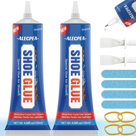 ALECPEA Shoe Glue Sole Repair Kit, Transparent Waterproof Shoe Repair Adhesive, Super Strong Clear Glue for Sneakers, Boots, Leather, Handbags, Soles, Heels, and More (120ml 2Pack)