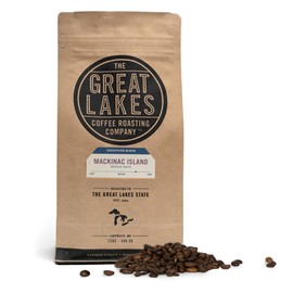 Great Lakes Medium/Dark Roast Whole Bean Coffee, Mackinac Island Signature Blend, Farmer Direct Sourced from Brazil, Columbia, Ethiopia, and Guatemala, 12 Ounces