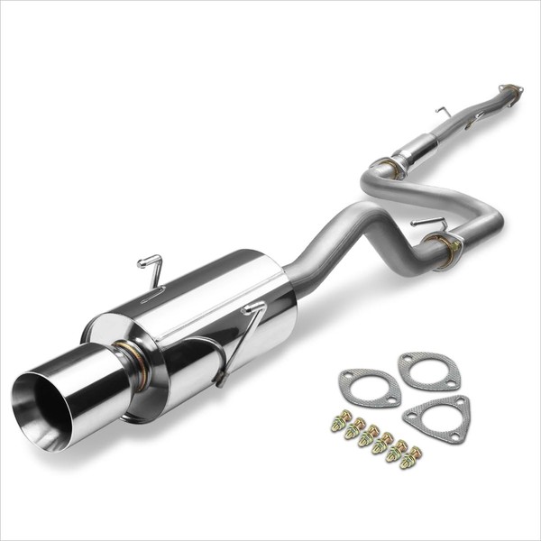 PM PERFORMOTOR 4"Rolled Tip Muffler Stainless Steel Racing Catback Exhaust