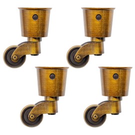 Waziaqoc 4pcs Antique Brass Caster Cups, Vintage Swivel Round Caster Cups Zinc Alloy Furniture Caster Wheels for Chair Table Shelf, 65.5mm/ 2.58inch