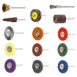 Keadic 56Pcs 150-3000 Grit 1" Abrasive Buffing Polishing Wheels Set, Cup & Pen & Bowl Shape Steel Crimped Wire Wheel Brush with 80 Grit 1/4" Shank Mounted Flap Sanding Wheel for Dremel Rotary Tool