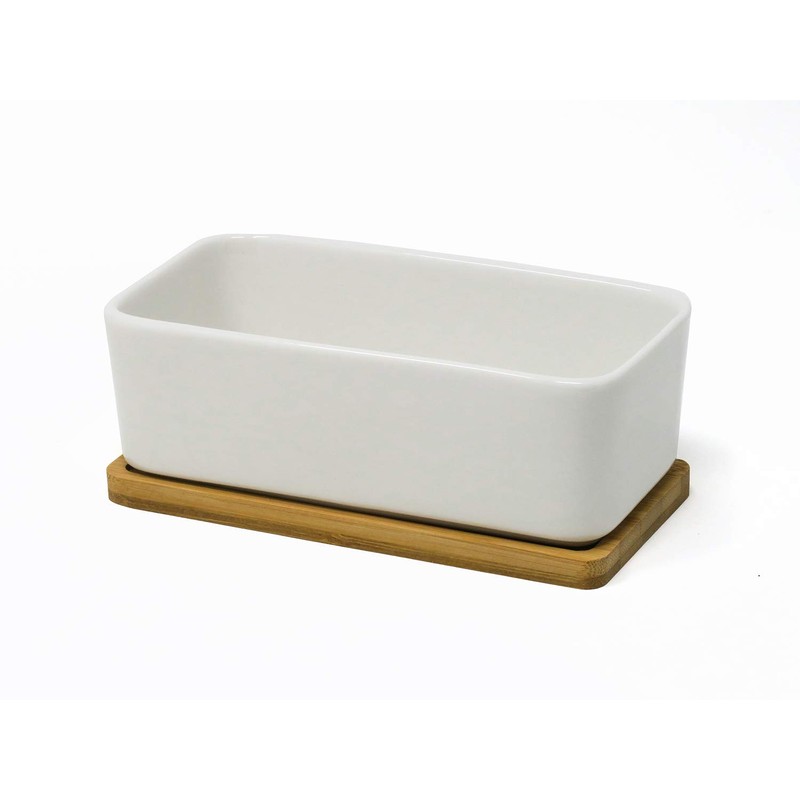 Rectangular Long White Ceramic Succulent Planter Pot with Drainage Hole
