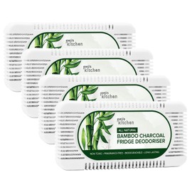 Joeji's Kitchen Fridge Deodoriser - Last for 12 months, Premium Unscented Bamboo Charcoal fridge freshener - Effective fridge odour eliminator (4 pack)