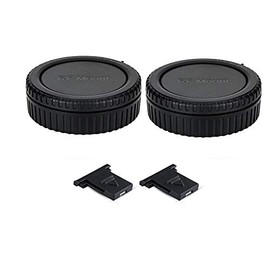 2 Pack RF Mount Body Cap Cover & Rear Lens Cap for Canon EOS R R3 R5 R6 R7 R10 RP Mirrorless Camera and RF Mount Mirrorless Lenses, with 2 Extra Hot Shoe Covers to Protector The Camera Hot Shoe