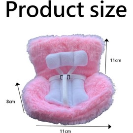 Car Seat for Dolls, Pink Plush Safety Seat with Soft Cushion, Secure Vent Clip and Desktop Stand, Functional Display and Car Decor Accessory, Cute Cozy Seat with Soft Furry Cushion (Pink)