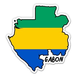 Squiddy Gabon Map with Flag - Vinyl Sticker Decal for Phone, Laptop, Water Bottle - 3"