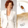 925 Silver Lapel Pin with Amber in Gift Box, Gemstone,