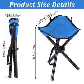 2 PCS Travel Folding Camping Stool, 17 Inch Folding Outdoor Tripod Seats, Portable Camping Stool with Adjustable Carry Strap, 3 Legged Fishing Chair for Hiking, Mountaineering, Picnic, Beach, Lawn