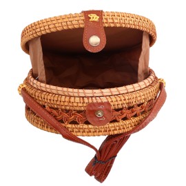 Round Rattan Bag, Stylish Handmade Shoulder Bag Versatile for Beach for Daily(#2)