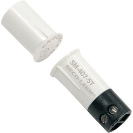 Seco-Larm SM-407-5TQ/W Quick-Connect Terminal Recessed-Mount Magnetic Contact, White; 0.37" Press-fit; 0.75" Gap; High-Impact ABS Plastic; Screw Terminals; Gold-Plated Terminals