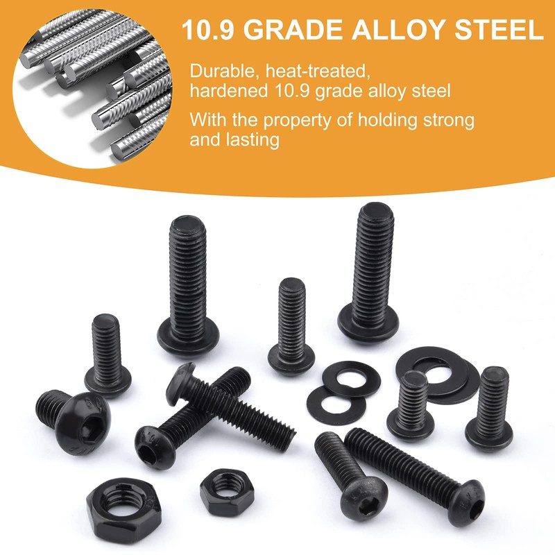 VIGRUE 288PCS M6 M8 Button Head Hex Socket Cap Screws