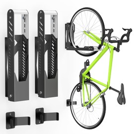 ALIXUEQIN Bike Wall Mount, 2 Pack Swivel Bike Rack for Garage, No Heavy Lifting Required Wall Bike Hangers Can Holds up to 77 lbs, Black
