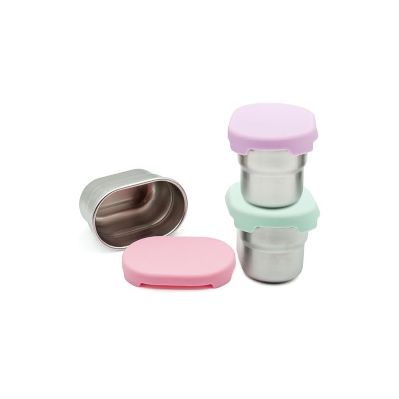 WeeSprout Stainless Steel Dip Containers (Pastel Pink, Purple, Mint)