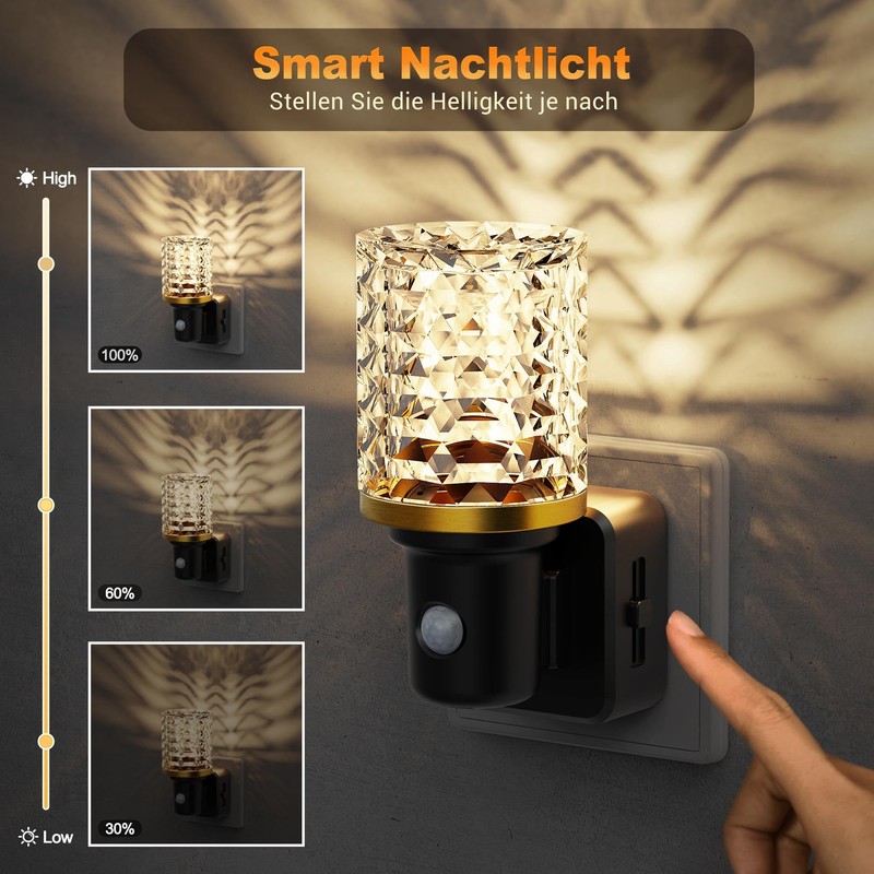 JandCase Night Light Socket with Motion Sensor, Brightness Adjustable 0-100