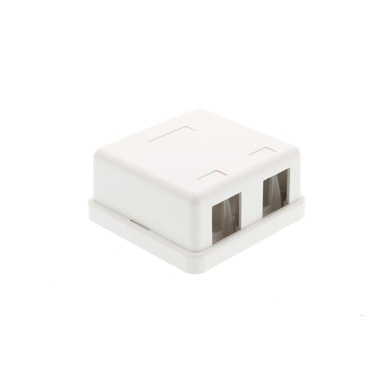 Networx 2-Port Ethernet Keystone Jack Surface Mount Box, Unloaded, White