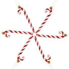 DERAYEE Zuckerstange für Weihnachten, rot und weiß, festliche Dekoration für Weihnachtsbäume, 6-teilig, Candy Cane Deko für Baum und Haus, Zuckerstange, Weihnachtsdeko