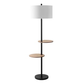SAFAVIEH FLL4076A Lighting Kelsen 2-Shelf Matte Black 63-inch (LED Bulb Included) Floor Lamp