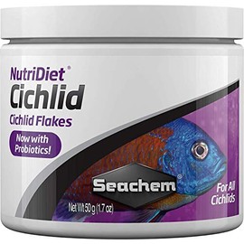Seachem NutriDiet Cichlid Fish Flakes - 50g/1.8oz with probiotics